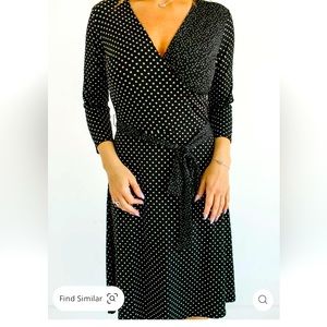 LEOTA‎ New Plus Size Black Classic Dot Wrap Dress